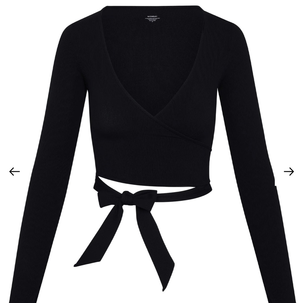 Monday Swimwear Black Wrap Crop Top